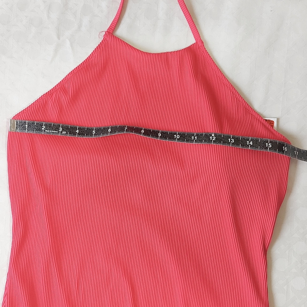 Old Navy Halter Neck Tie One Piece Swimsuit XL Textured Pink Lined Beach Wear - Picture 6 of 8